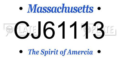 CJ61113 Massachusetts License Plate