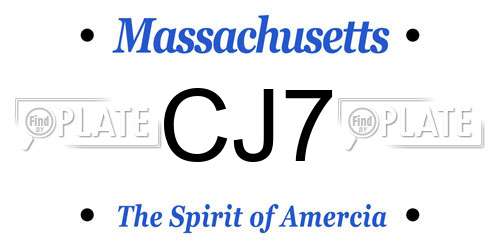 CJ7 Massachusetts License Plate