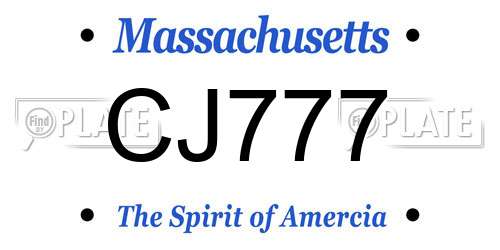 CJ777 Massachusetts License Plate