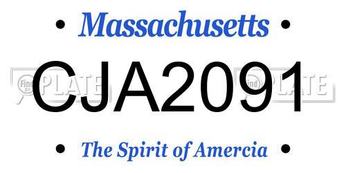 CJA2091 Massachusetts License Plate