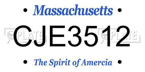 CJE3512 Massachusetts License Plate