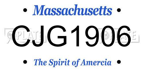 CJG1906 Massachusetts License Plate