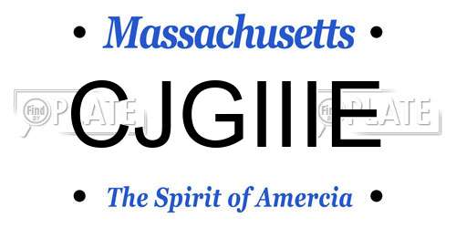 CJGIIIE Massachusetts License Plate