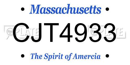 CJT4933 Massachusetts License Plate