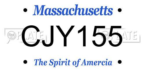 CJY155 Massachusetts License Plate