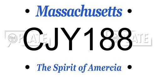 CJY188 Massachusetts License Plate