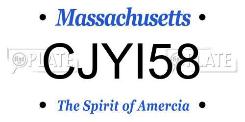 CJYI58 Massachusetts License Plate