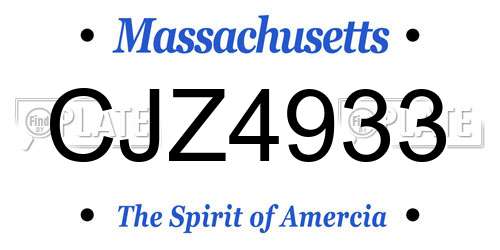 CJZ4933 Massachusetts License Plate