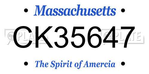 CK35647 Massachusetts License Plate