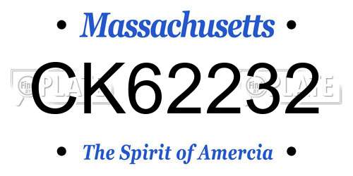CK62232 Massachusetts License Plate