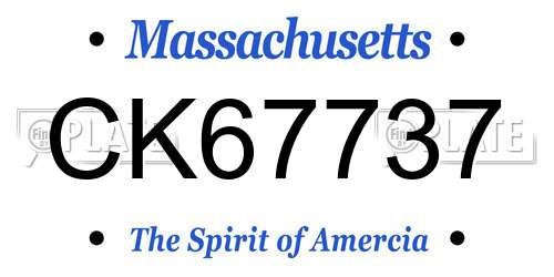 CK67737 Massachusetts License Plate