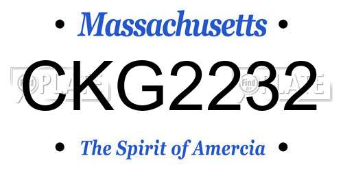 CKG2232 Massachusetts License Plate
