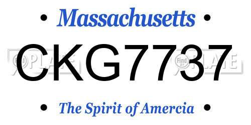 CKG7737 Massachusetts License Plate