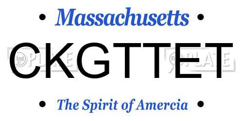 CKGTTET Massachusetts License Plate