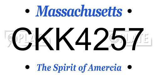 CKK4257 Massachusetts License Plate