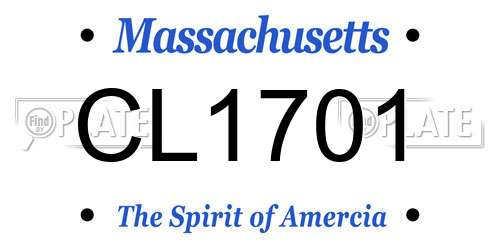 CL1701 Massachusetts License Plate