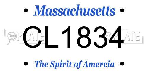 CL1834 Massachusetts License Plate