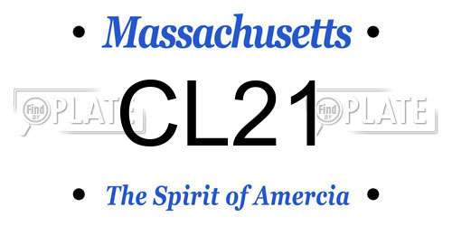 CL21 Massachusetts License Plate