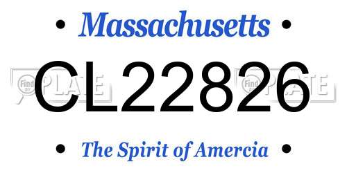 CL22826 Massachusetts License Plate