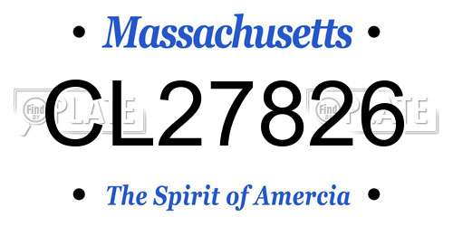CL27826 Massachusetts License Plate
