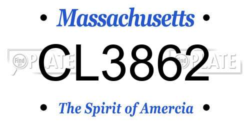 CL3862 Massachusetts License Plate