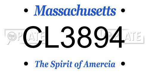 CL3894 Massachusetts License Plate