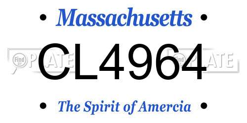 CL4964 Massachusetts License Plate