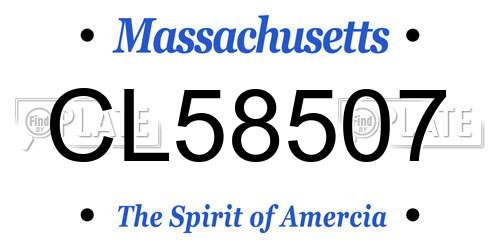 CL58507 Massachusetts License Plate