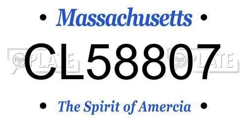 CL58807 Massachusetts License Plate