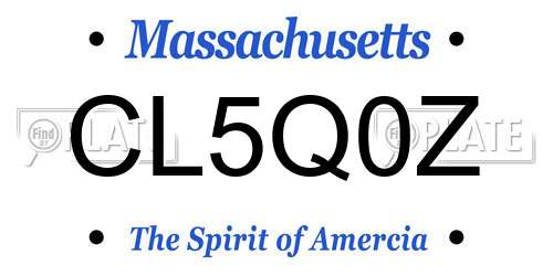 CL5Q0Z Massachusetts License Plate