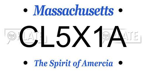 CL5X1A Massachusetts License Plate