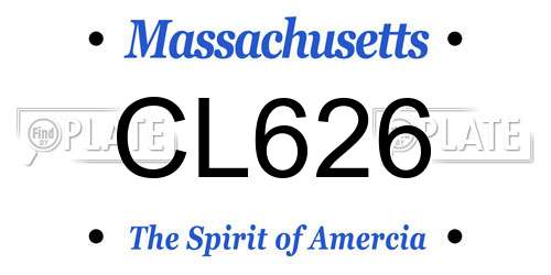CL626 Massachusetts License Plate