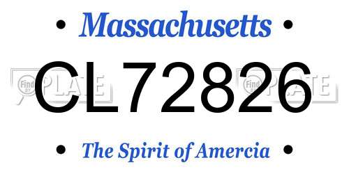 CL72826 Massachusetts License Plate