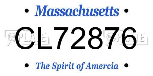 CL72876 Massachusetts License Plate