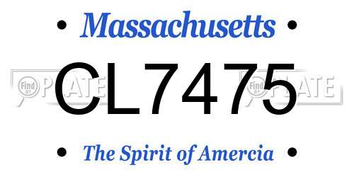 CL7475 Massachusetts License Plate