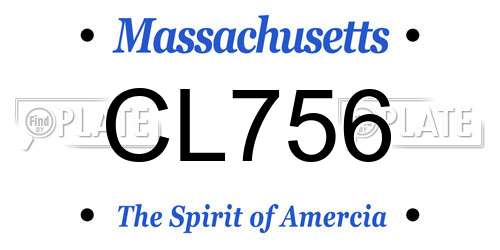 CL756 Massachusetts License Plate