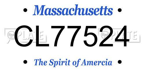 CL77524 Massachusetts License Plate