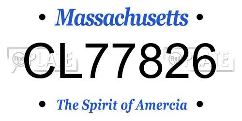 CL77826 Massachusetts License Plate