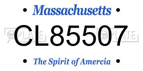 CL85507 Massachusetts License Plate