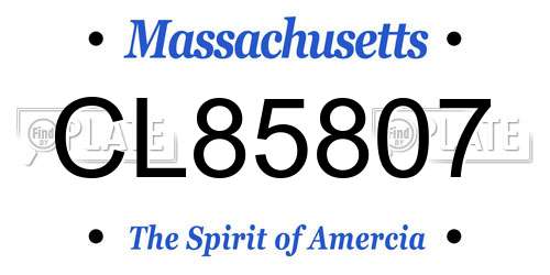 CL85807 Massachusetts License Plate