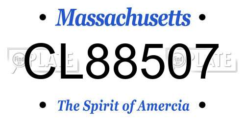 CL88507 Massachusetts License Plate