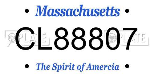 CL88807 Massachusetts License Plate