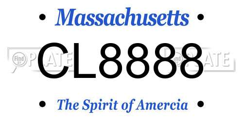 CL8888 Massachusetts License Plate