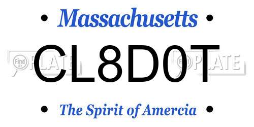 CL8D0T Massachusetts License Plate