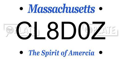 CL8D0Z Massachusetts License Plate