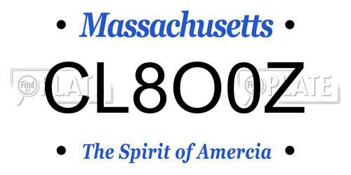 CL8O0Z Massachusetts License Plate
