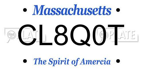 CL8Q0T Massachusetts License Plate