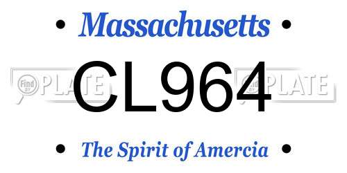 CL964 Massachusetts License Plate