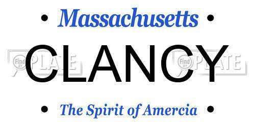 CLANCY Massachusetts License Plate