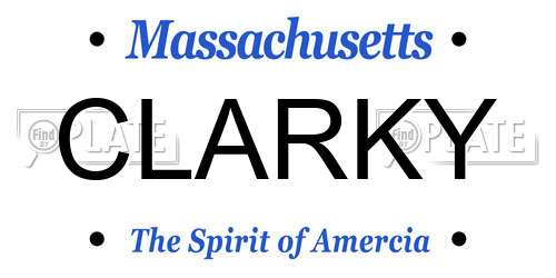 CLARKY Massachusetts License Plate